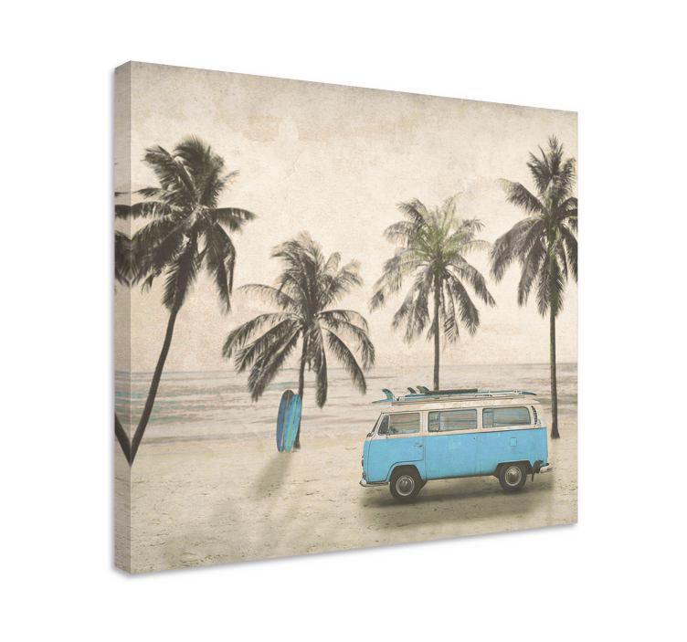 Palm with surfer blue van bedroom wall prints - TenStickers