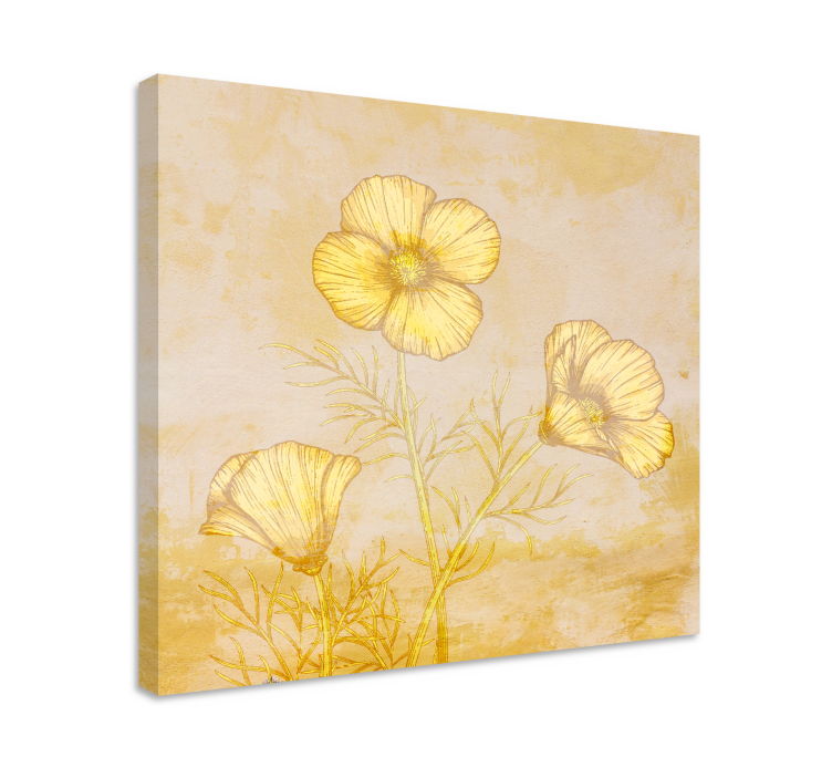 Flowers canvas golden bloom arrangement - TenStickers