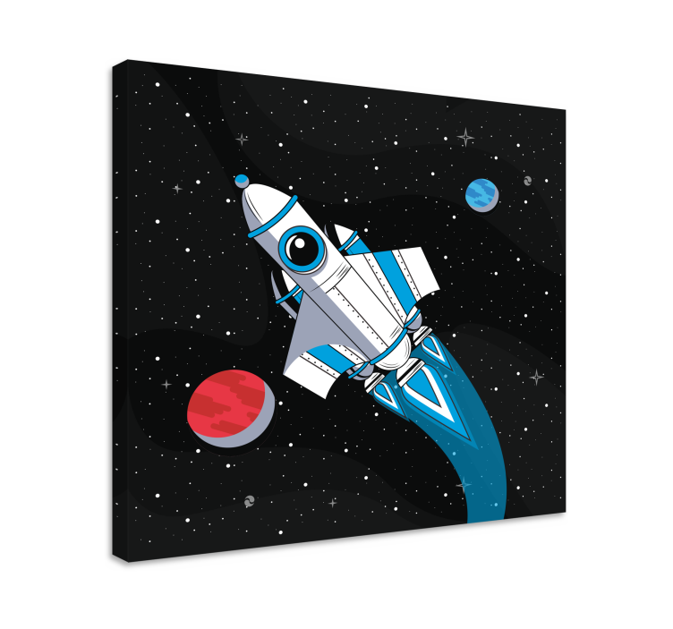 Video game framed wall art rocket in space - TenStickers