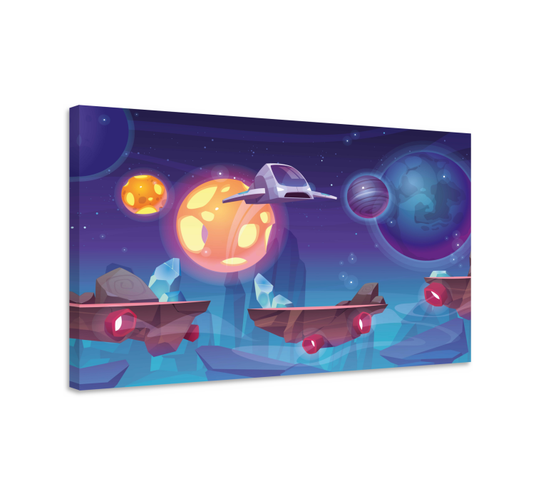 Video game framed wall art space adventure scene - TenStickers