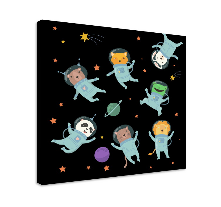 Cosmic animal adventure animal canvas wall art - TenStickers