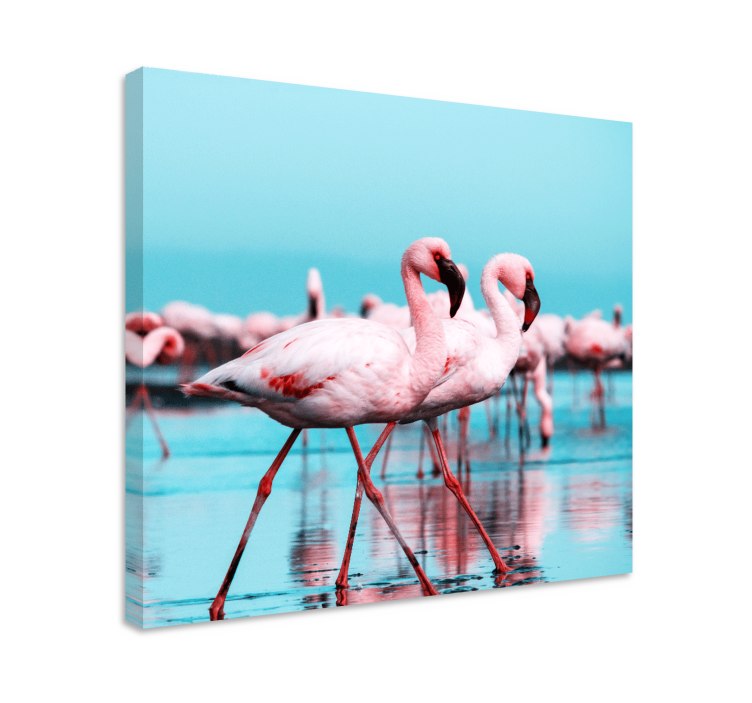 Bird canvas wall art majestic pink flamingos - TenStickers