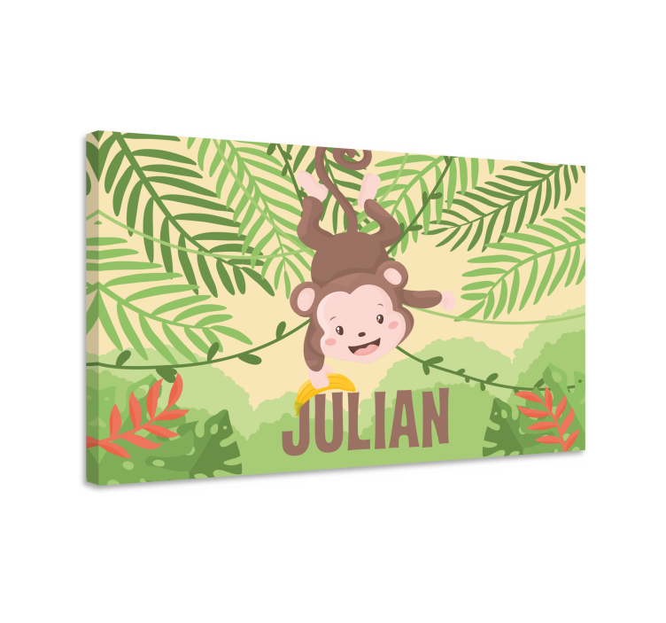 Dinosaur canvas wall art monkey hanging fun - TenStickers