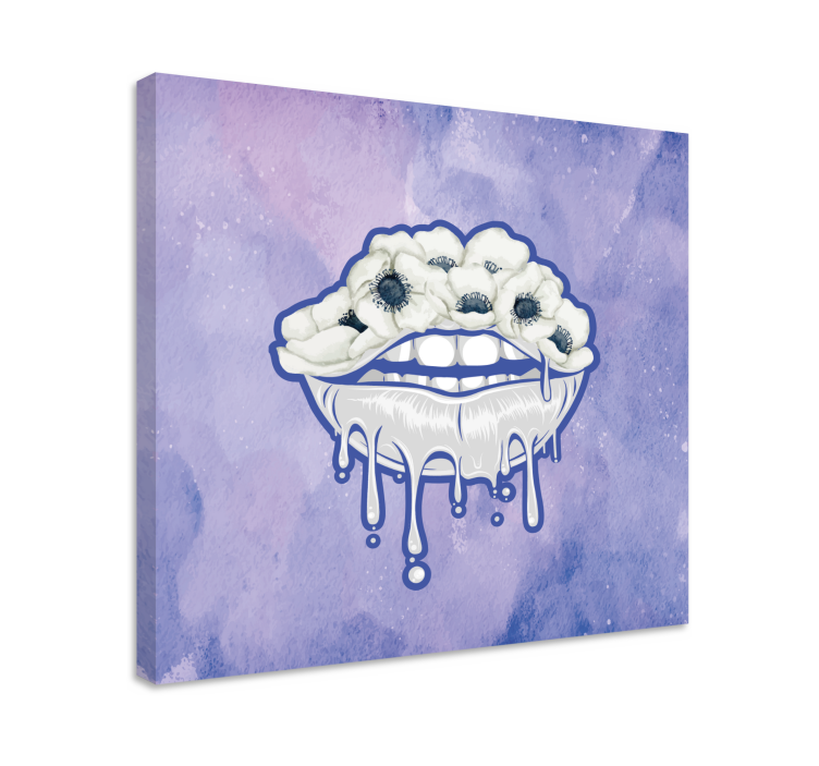Ornamental canvas print mouth with flowers - TenStickers
