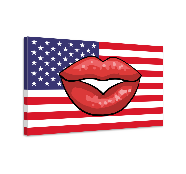 Retro canvas lips on flag art - TenStickers