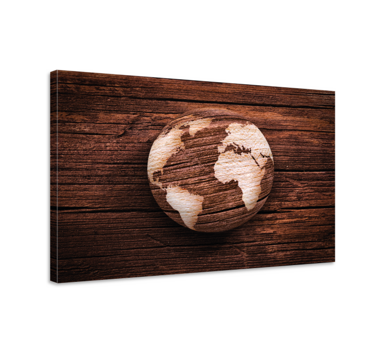 Geographic wooden worldmap 3D canvas prints - TenStickers