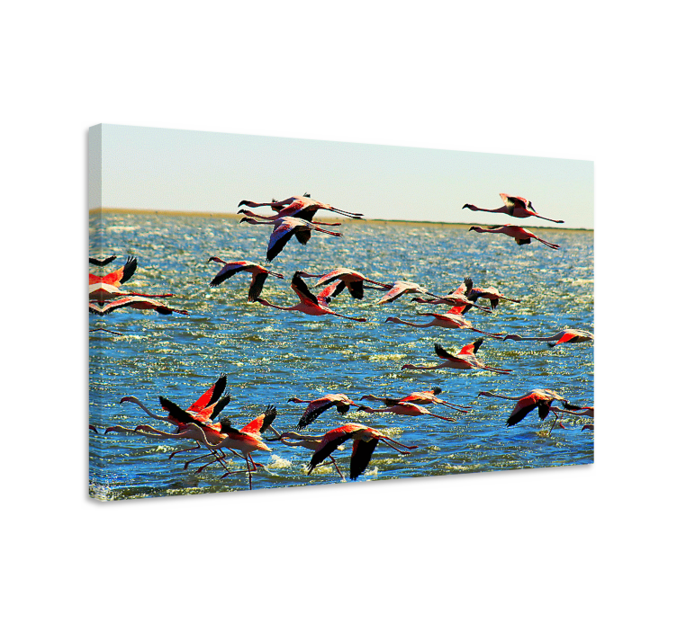 Bird canvas wall art flamingos in flight - TenStickers