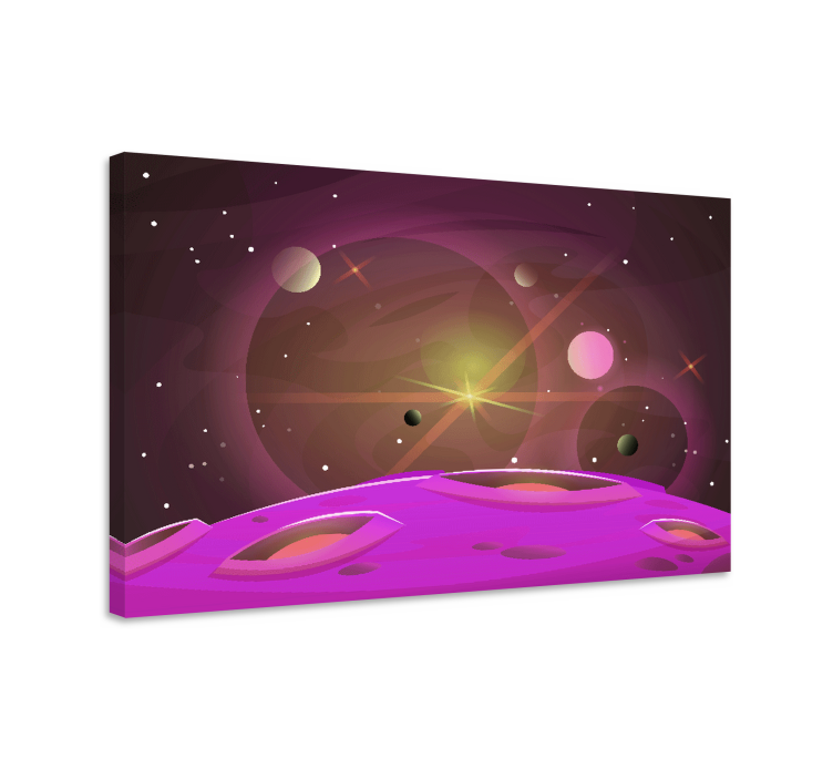 Video game framed wall art galactic landscape - TenStickers