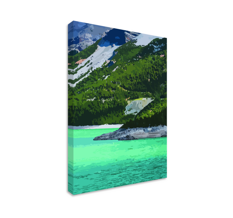 Mountains by the lake landscape canvas - TenStickers