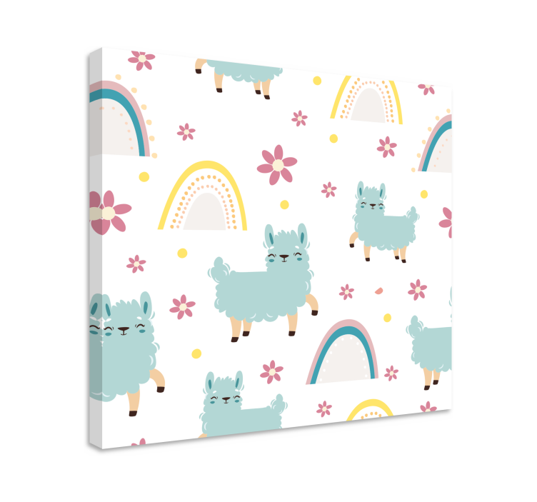Animal canvas wall art llama and floral design - TenStickers