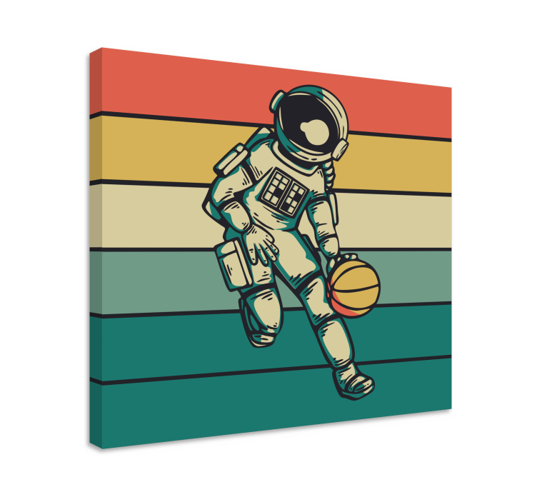 Sports canvas art of a basketball playing cosmonaut - TenStickers