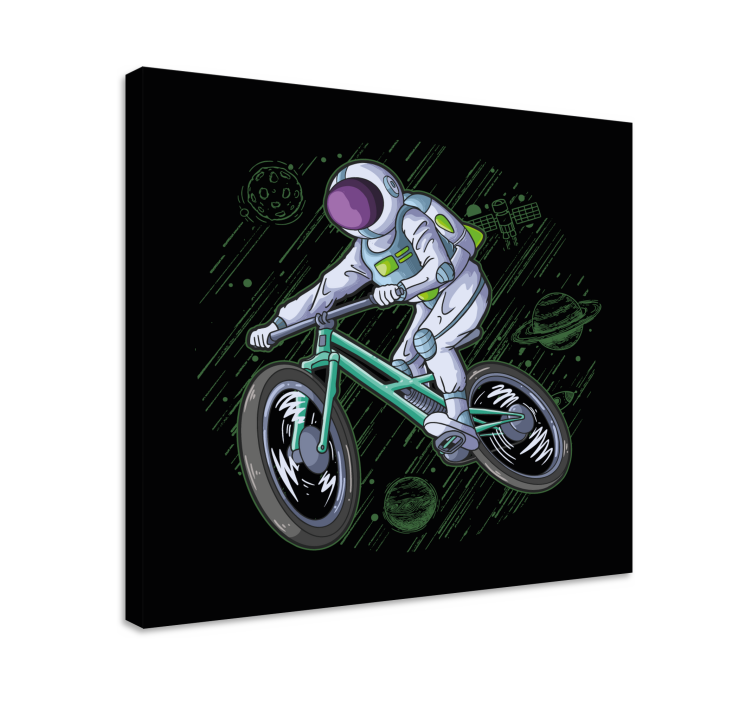 Video game framed wall art astronaut on bicycle - TenStickers