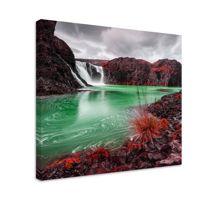 Landscape canvas waterfall with green pool - TenStickers