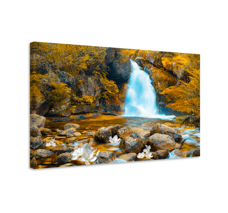 Flowers canvas serene cascade landscape - TenStickers