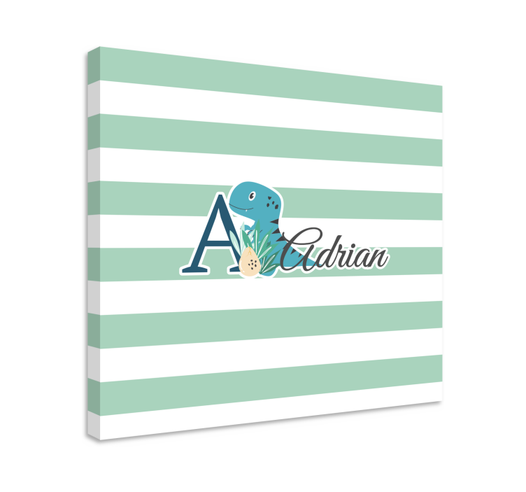 Cute animals dino with name personalised canvas - TenStickers