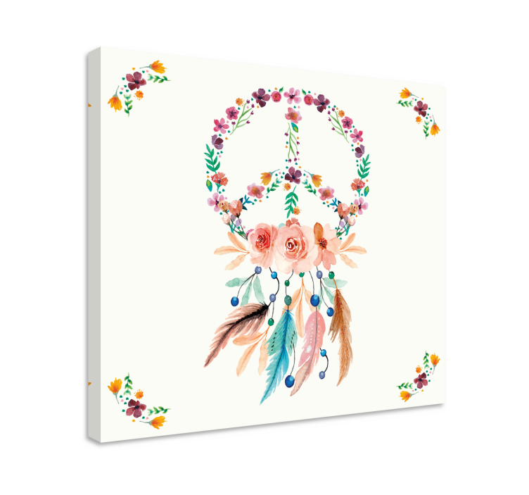 Flowers canvas floral peace sign - TenStickers