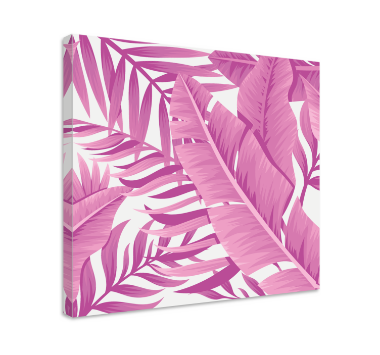 Pink tropical leaves Flowers  canvas - TenStickers