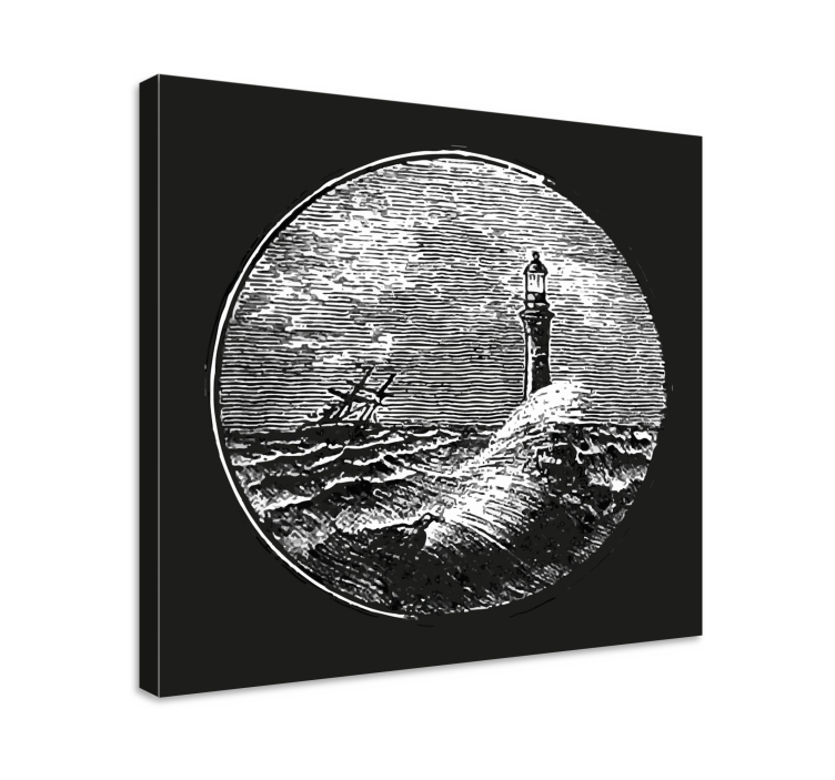 Lighthouse Amid Waves landscape canvas - TenStickers