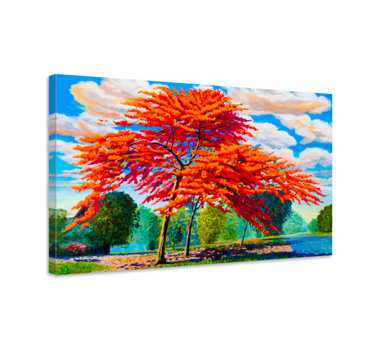 Flowers canvas fiery autumn foliage - TenStickers