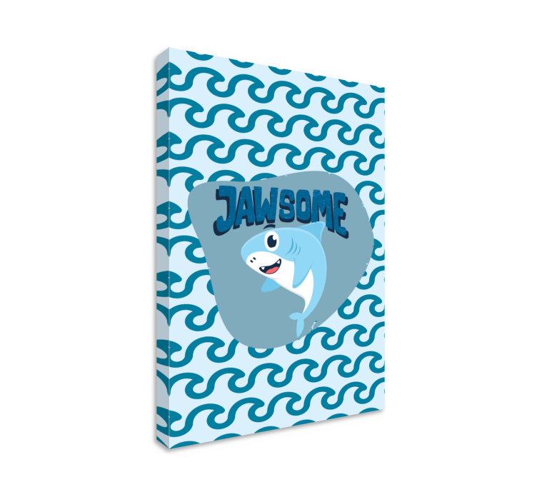 Blue baby shark with name fish canvas - TenStickers
