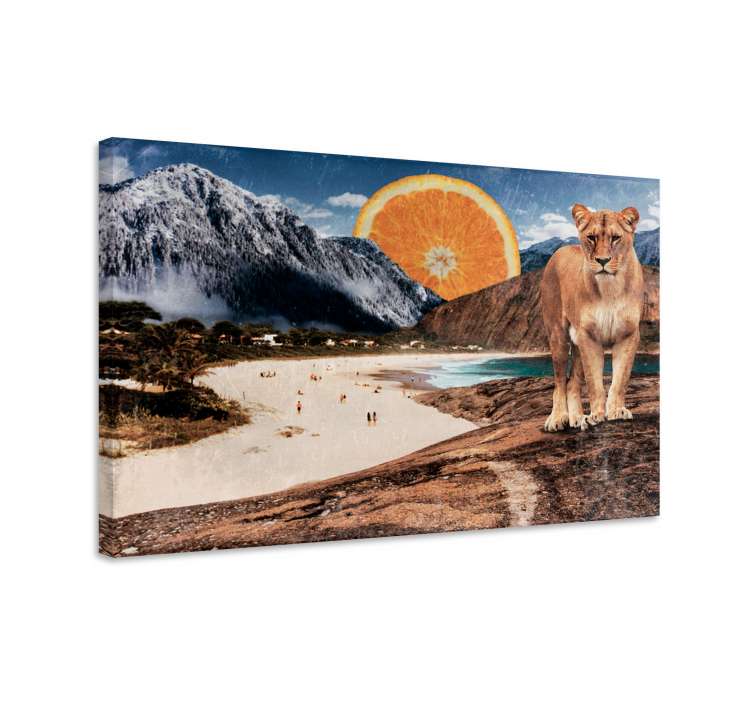 Lioness on Beach animal canvas prints - TenStickers