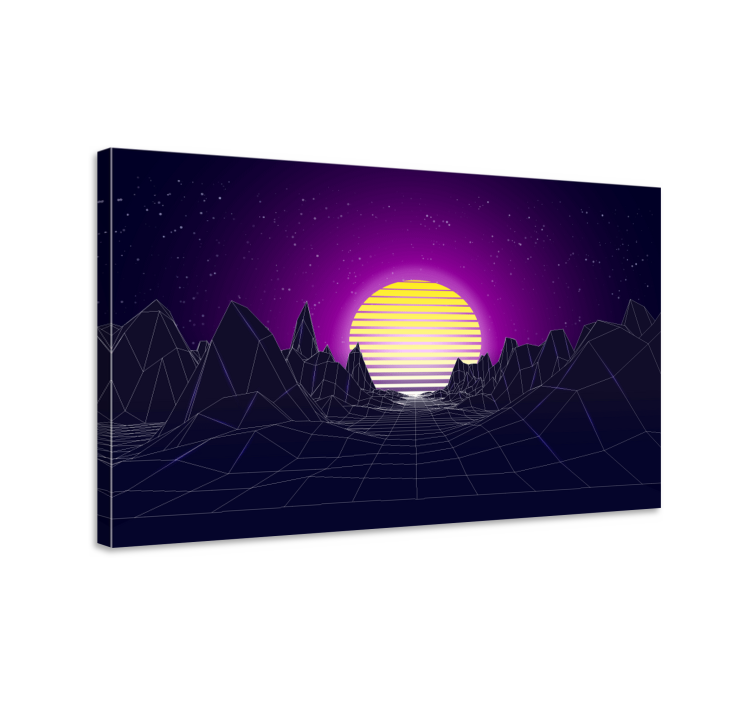 Modern canvas art geometric sunset landscape print - TenStickers
