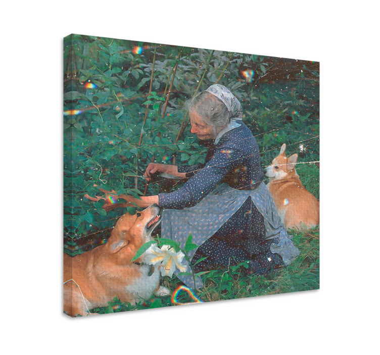Woman with Corgis dog wall art - TenStickers