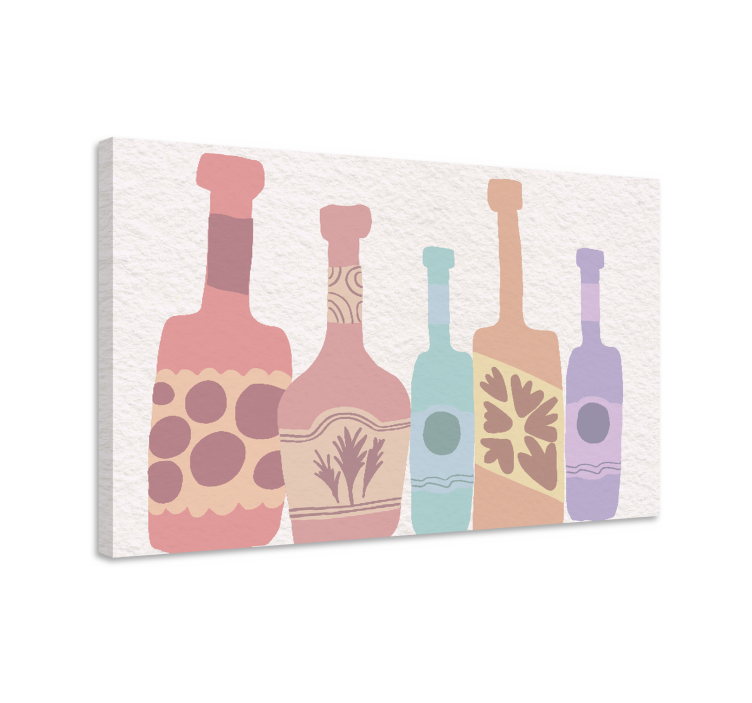 Ornamental canvas print of vibrant bottle silhouettes - TenStickers