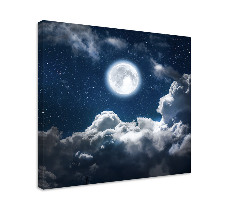 Beautiful night moon and clouds canvas - TenStickers