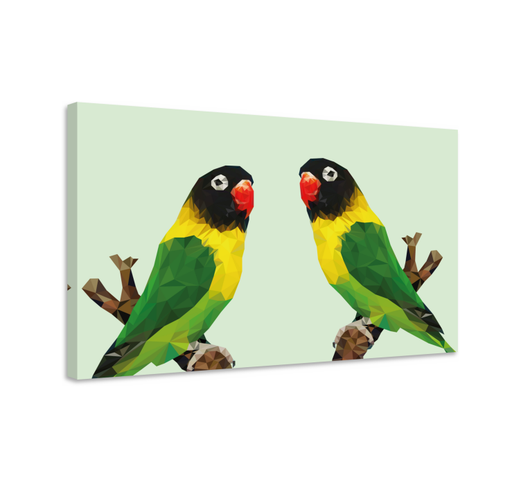 Bird canvas wall art polygonal parrots display - TenStickers