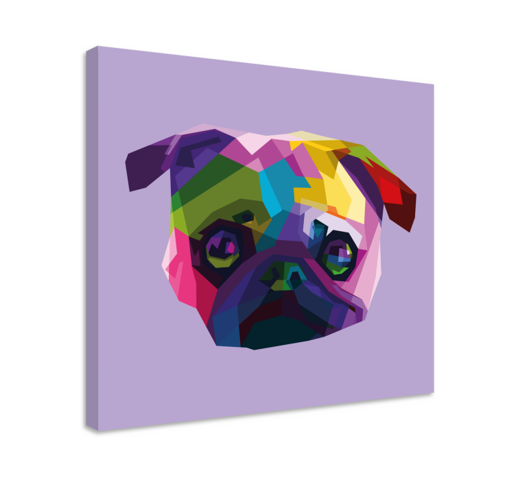 Dog wall art colorful pug face - TenStickers