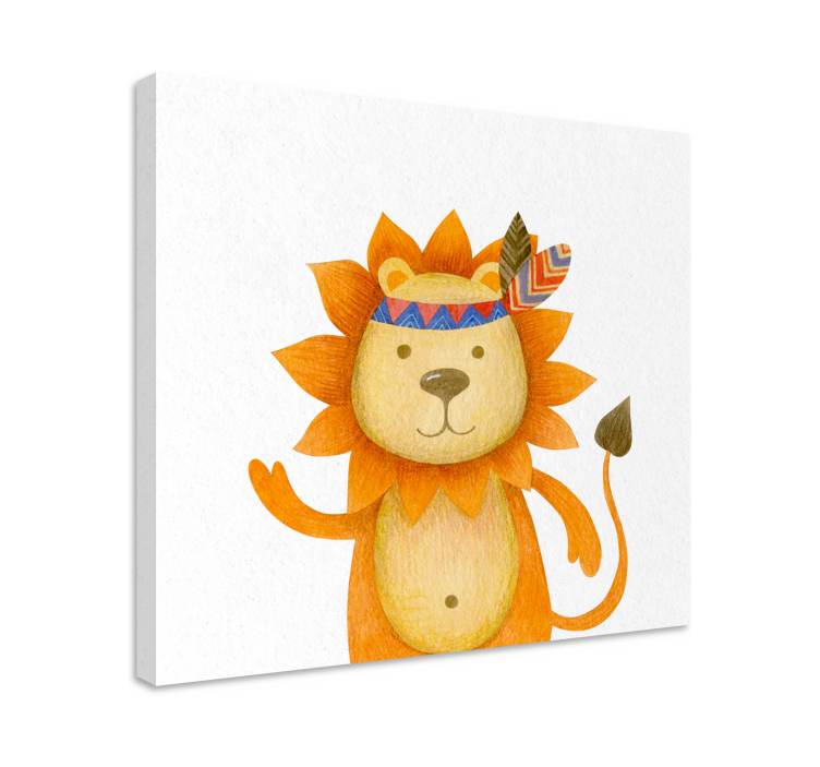 Animal canvas wall art friendly lion character - TenStickers