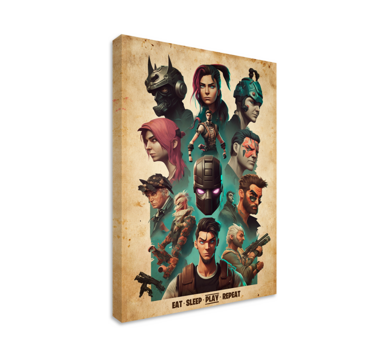 collage of epic characters video game framed wall art - TenStickers