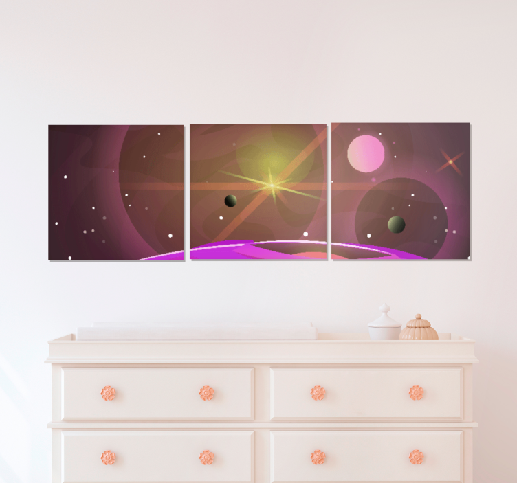 Video game framed wall art galactic landscape - TenStickers