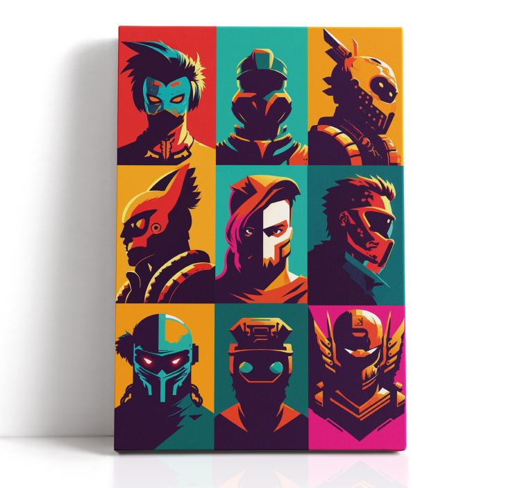 pop art epic characters video game framed wall art - TenStickers