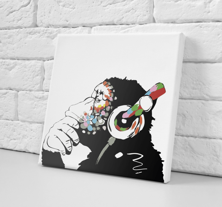 DJ Monkey Banksy Canvas Art - TenStickers