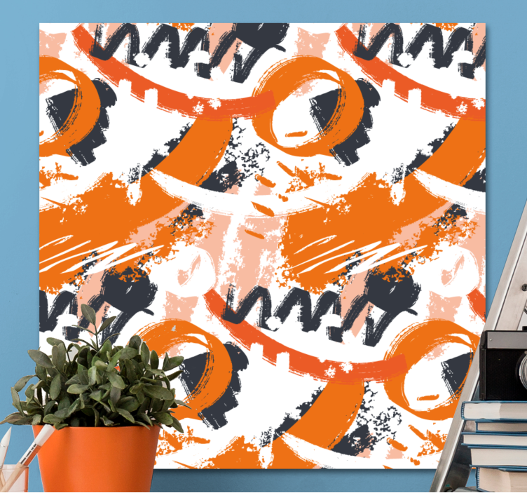 Abstract wall art 1 dynamic orange shapes - TenStickers