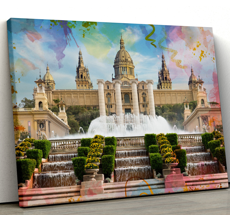 Barcelona Fountain Splendor cityscape wall art - TenStickers