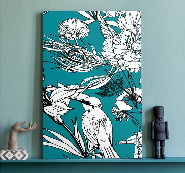 Among Flowers bird canvas wall art - TenStickers