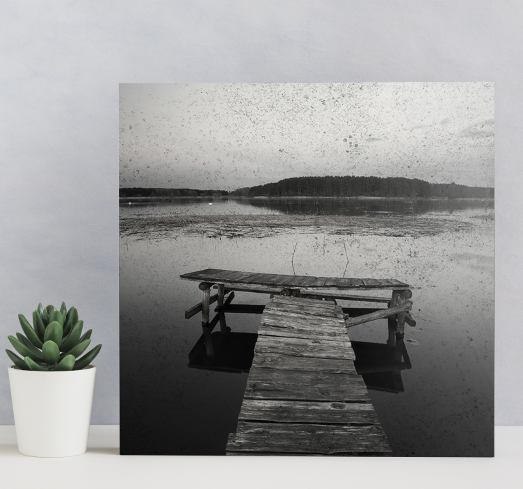 Black and white wooden bridge 3D canvas prints - TenStickers