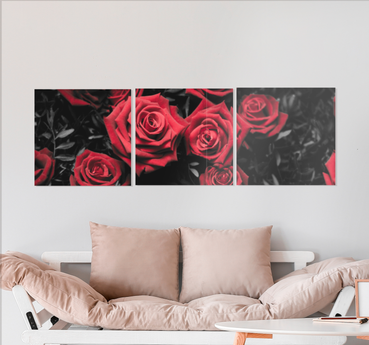 Black and white with red roses flower canvas - TenStickers