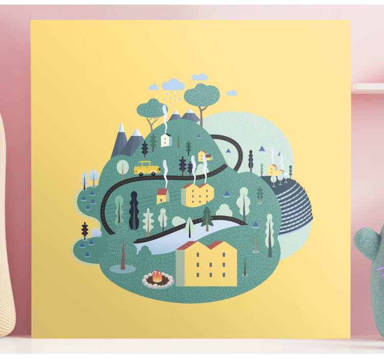 Cityscape wall art charming countryside landscape - TenStickers