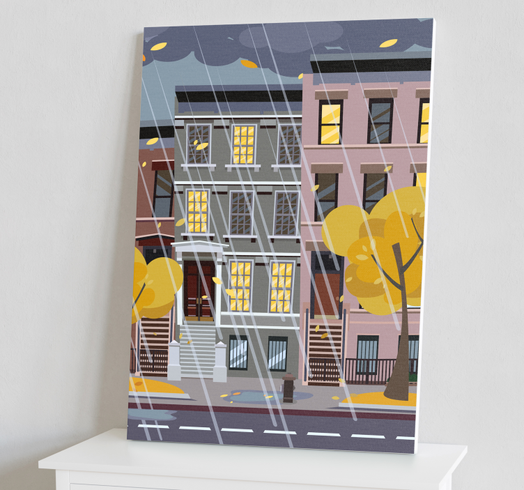 Cityscape wall art urban rainy landscape - TenStickers