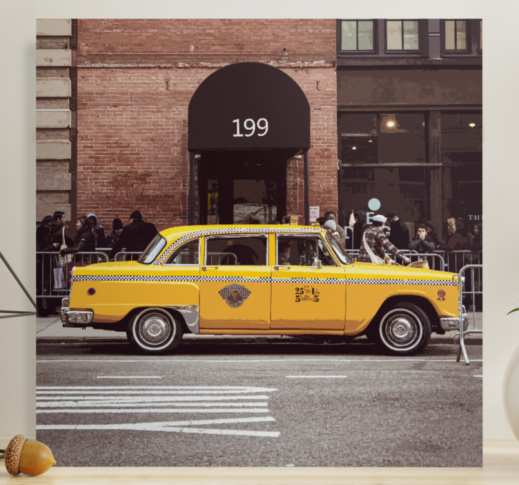 Cityscape wall art yellow taxi cab print - TenStickers