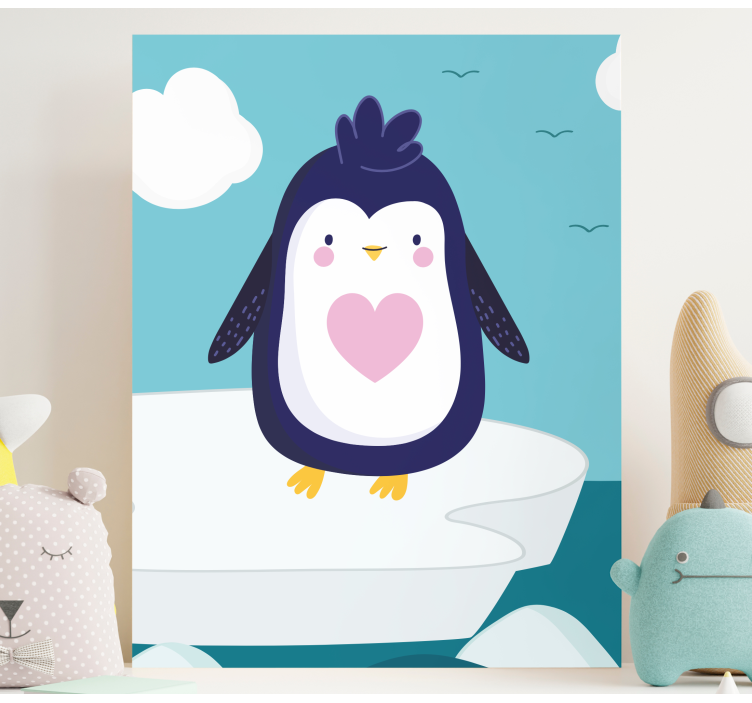 Cute cartoon penguin nursery canvas - TenStickers
