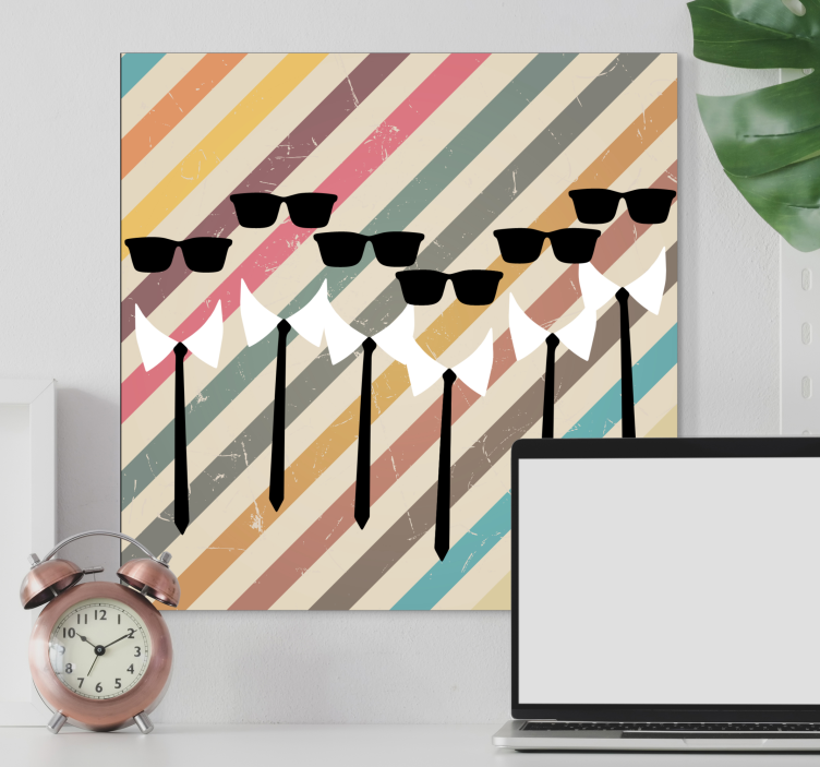 Floral canvas wall art stylish sunglass figures - TenStickers