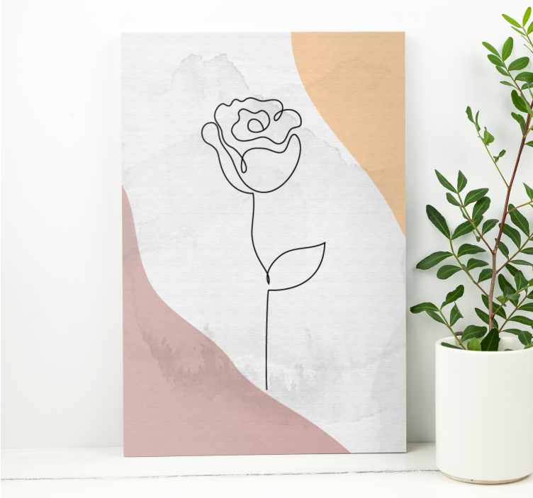 Flowers canvas elegant rose outline art print - TenStickers
