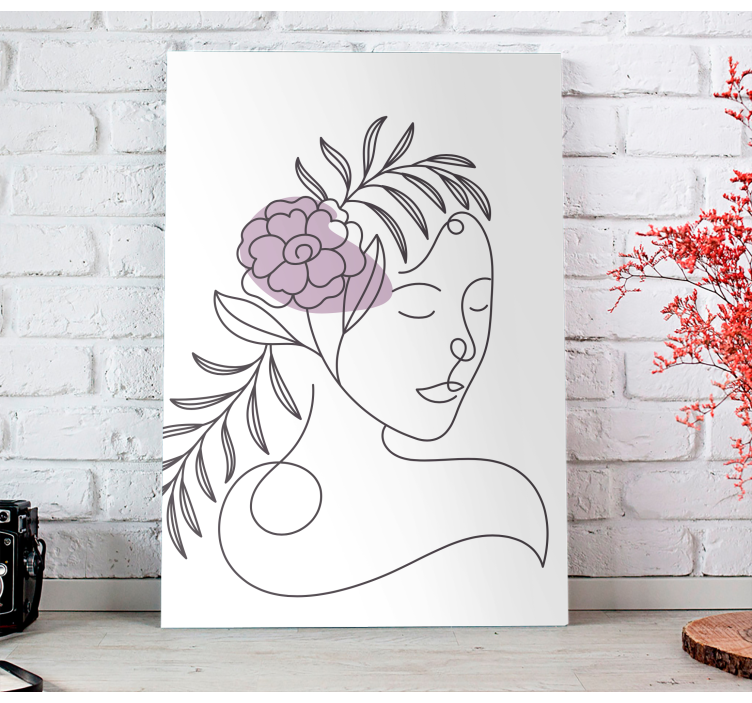 Flowers canvas line drawing face art - TenStickers