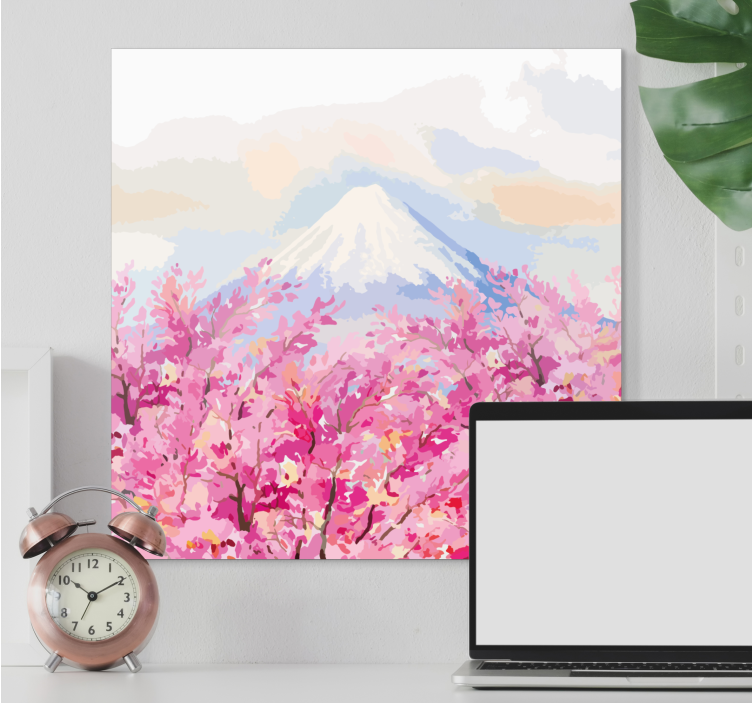 Flowers canvas mount fuji blossom - TenStickers