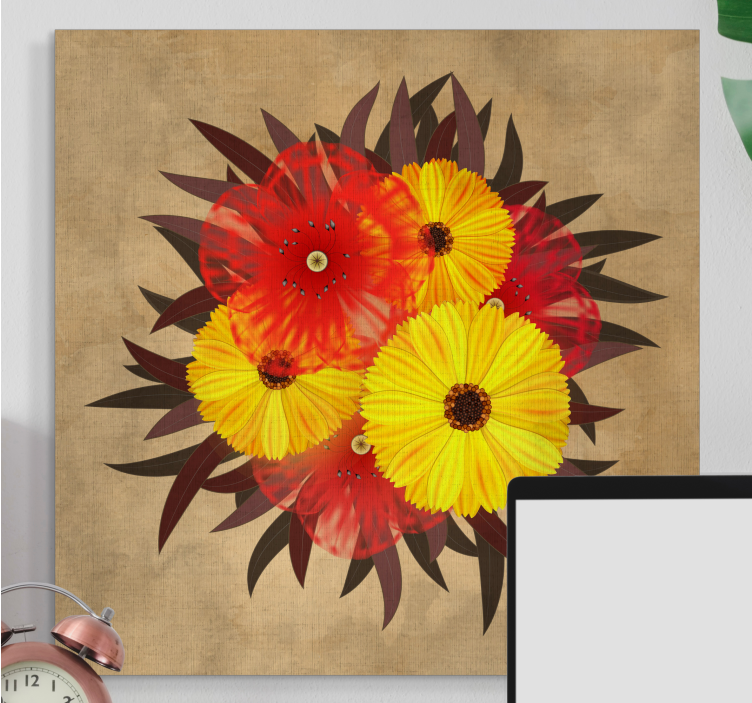 Flowers canvas vibrant bloom design - TenStickers